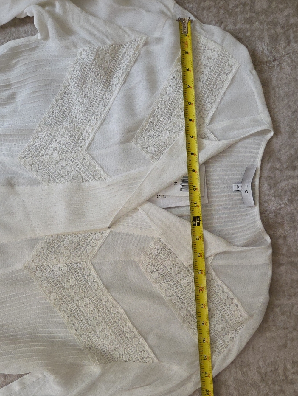 NWT IRO Women's White Lace & Pleat V-Neck Blouse SZ 34 - Picture 10 of 10